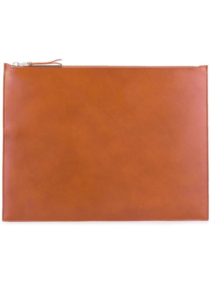 Maison Margiela Slimline Zip Clutch, Women's, Brown, Leather