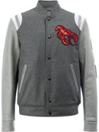 Lanvin Lobster Embroidered Baseball Jacket - Grey