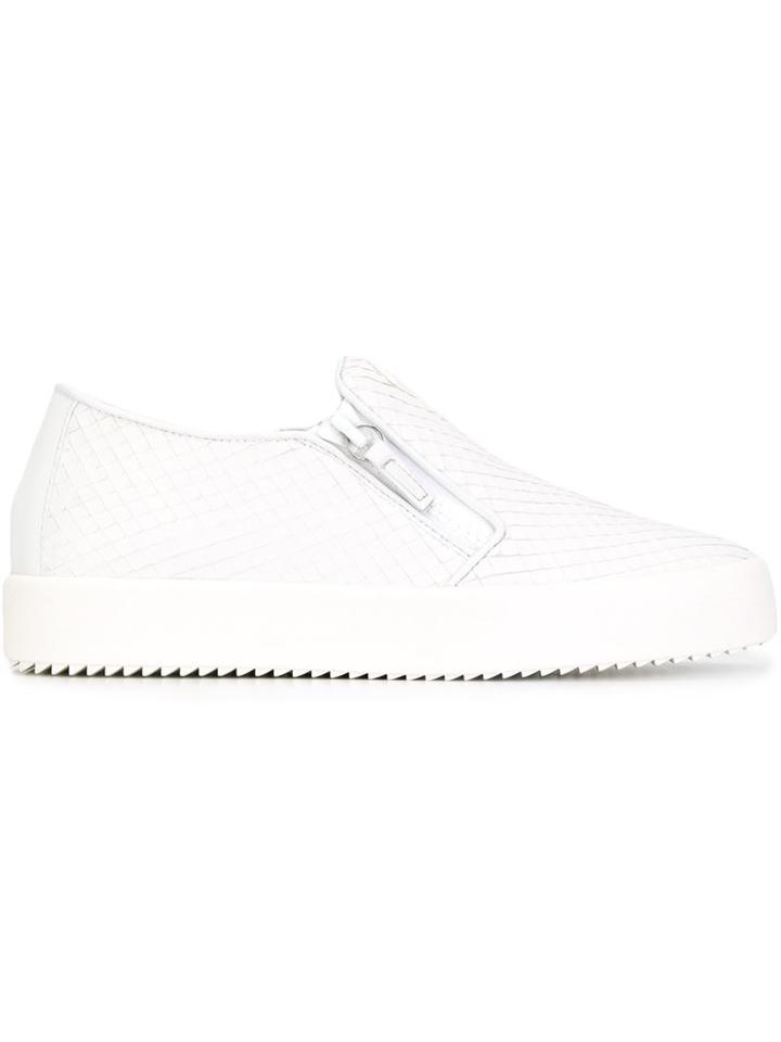 Giuseppe Zanotti Design Adam Slip-on Sneakers, Men's, Size: 44, White, Rubber/calf Leather/leather