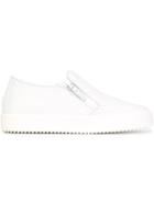 Giuseppe Zanotti Design Adam Slip-on Sneakers, Men's, Size: 44, White, Rubber/calf Leather/leather