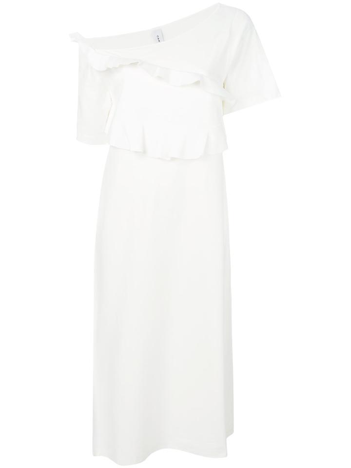 Carven Ruffled Off Shoulder Dress - White