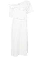 Carven Ruffled Off Shoulder Dress - White