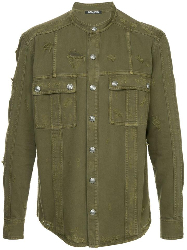 Balmain Destroyed Cotton Shirt - Green