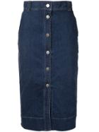 Estnation Buttoned Denim Skirt - Blue