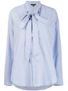 Jejia Striped Bow Fastening Shirt - Blue