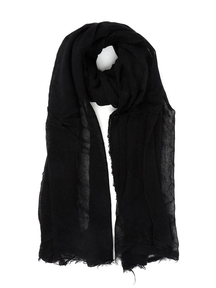 Rick Owens Fringed Scarf, Men's, Black, Silk/wool