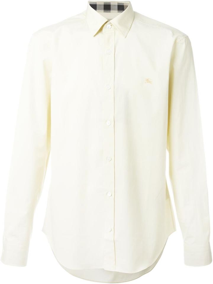Burberry Brit Long Sleeve Button Down Shirt, Men's, Size: L, Yellow/orange, Cotton/spandex/elastane
