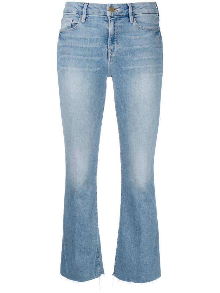 Cropped Flared Jeans - Women - Cotton/polyester/spandex/elastane/tencel - 30, Blue, Cotton/polyester/spandex/elastane/tencel, Frame Denim