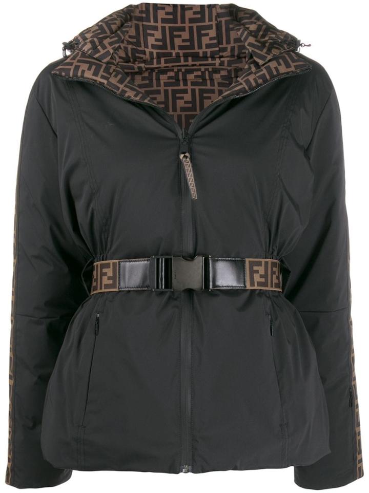 Fendi Logo Lined Puffer Jacket - Black