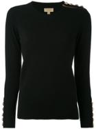Burberry Cashmere Buttoned Detail Jumper - Black