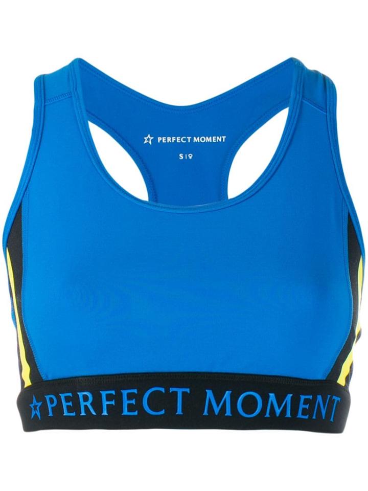 Perfect Moment Striped Racerback Sports Bra - Blue