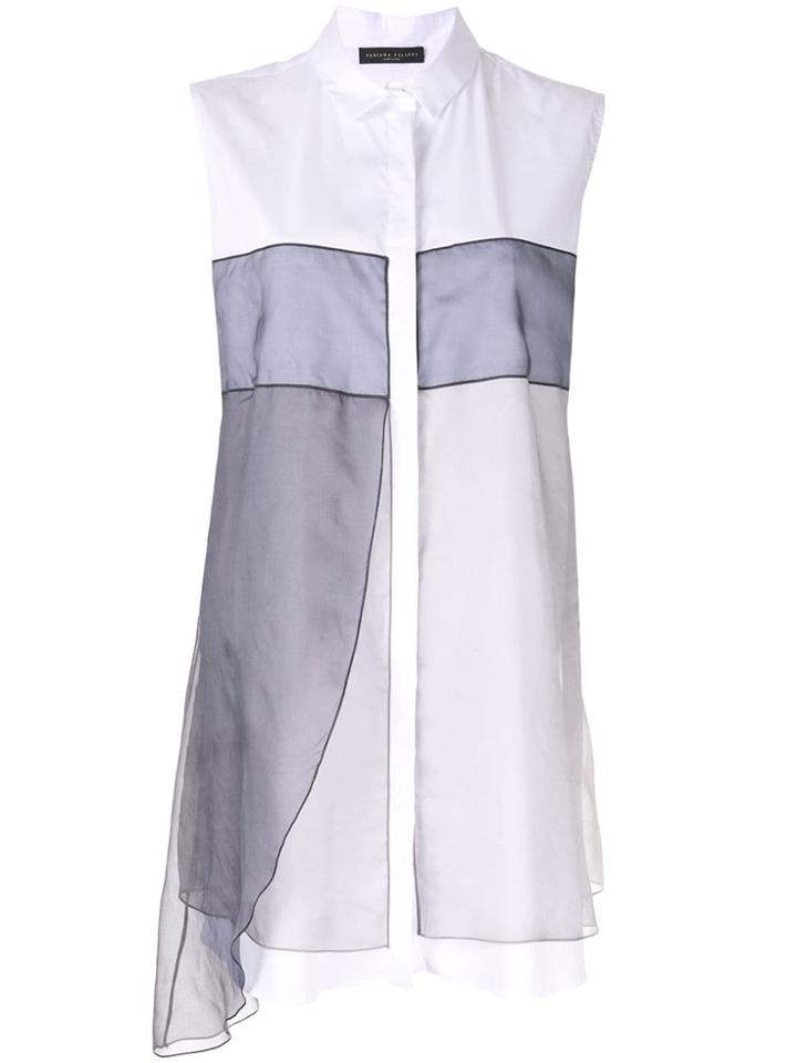 Fabiana Filippi Sheer Panel Sleeveless Blouse - Grey