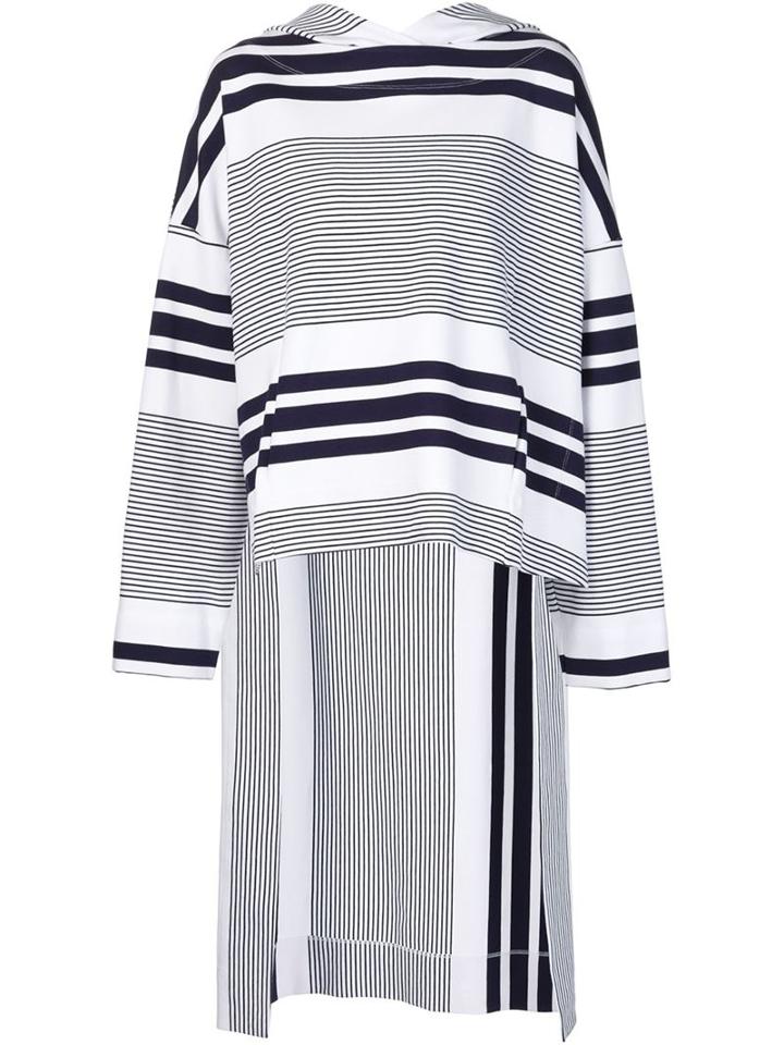 Rosetta Getty Striped High Low Hem Hoodie