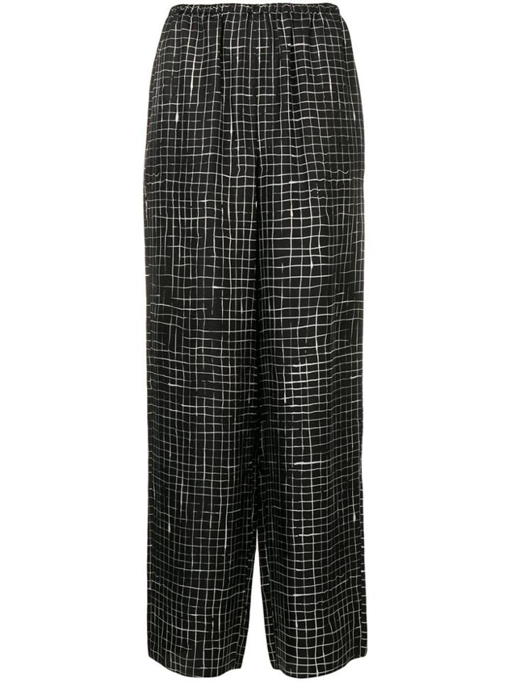 Theory Grid Check Palazzo Trousers - Black