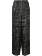 Theory Grid Check Palazzo Trousers - Black