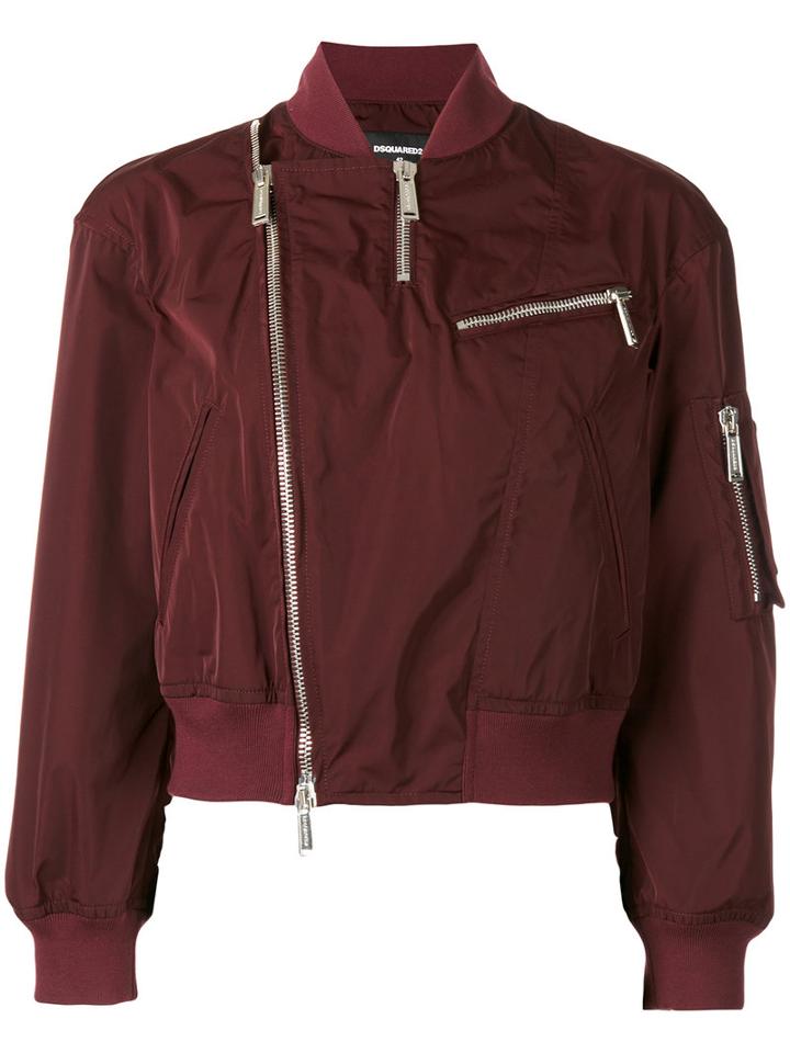 Dsquared2 - Zip-embellished Bomber Jacket - Women - Polyester - 40, Women's, Red, Polyester