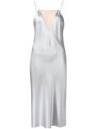 Fleur Du Mal - Sheer Panel Slip Dress - Women - Silk - L, Grey, Silk