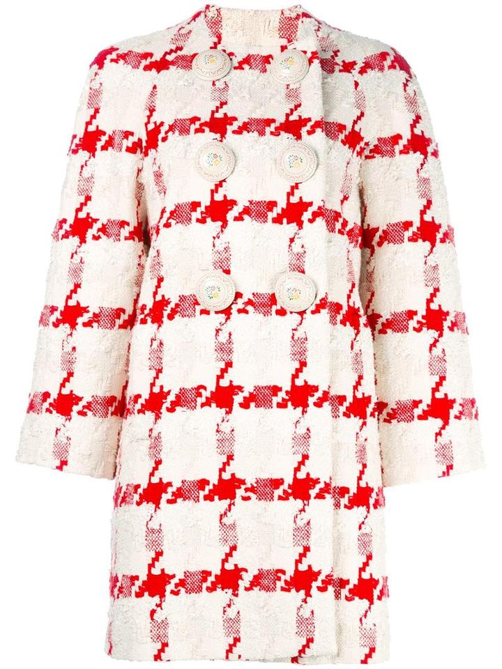 Alexander Mcqueen - Houndstooth Bouclé Coat - Women - Silk/cotton/linen/flax/cupro - 40, White, Silk/cotton/linen/flax/cupro