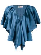 Lanvin Draped V-neck Silk Blouse - Blue