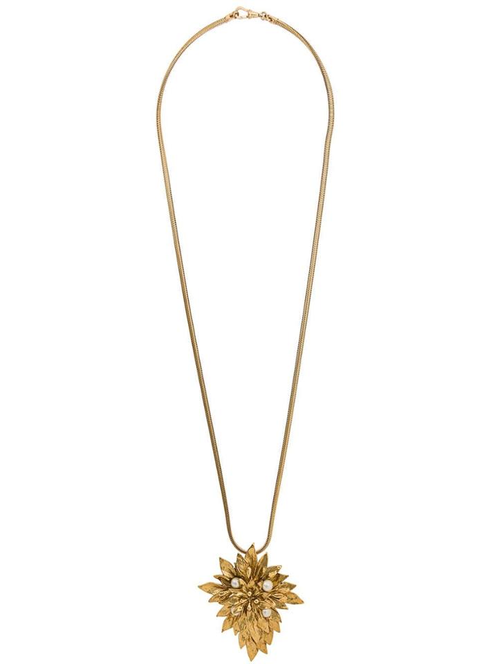 Yves Saint Laurent Vintage 1980's Art Leaves Brooch & Pendant - Gold