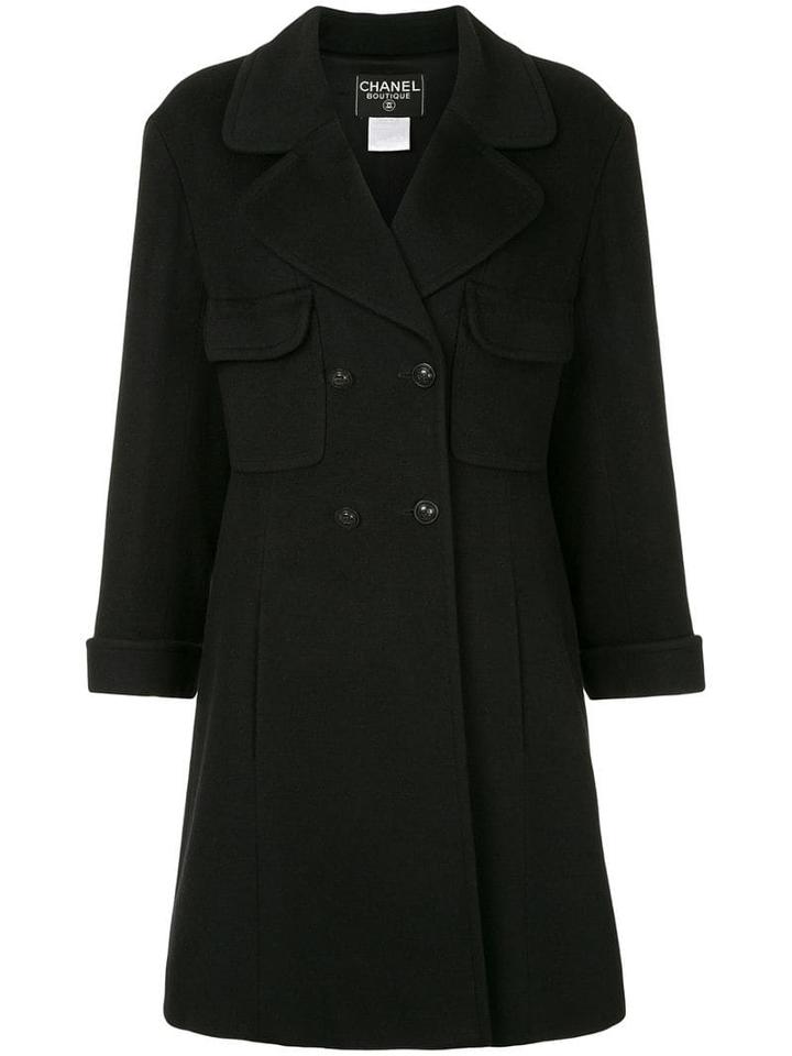 Chanel Pre-owned Flared Double-breasted Coat - Black