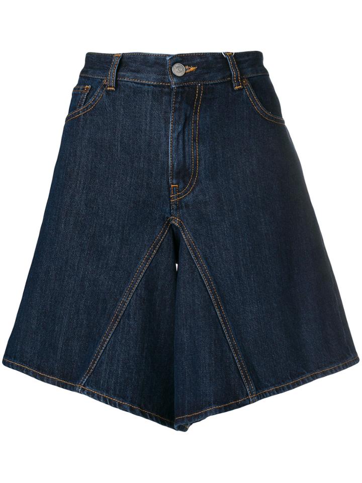 Mm6 Maison Margiela Flared Denim Shorts - Blue