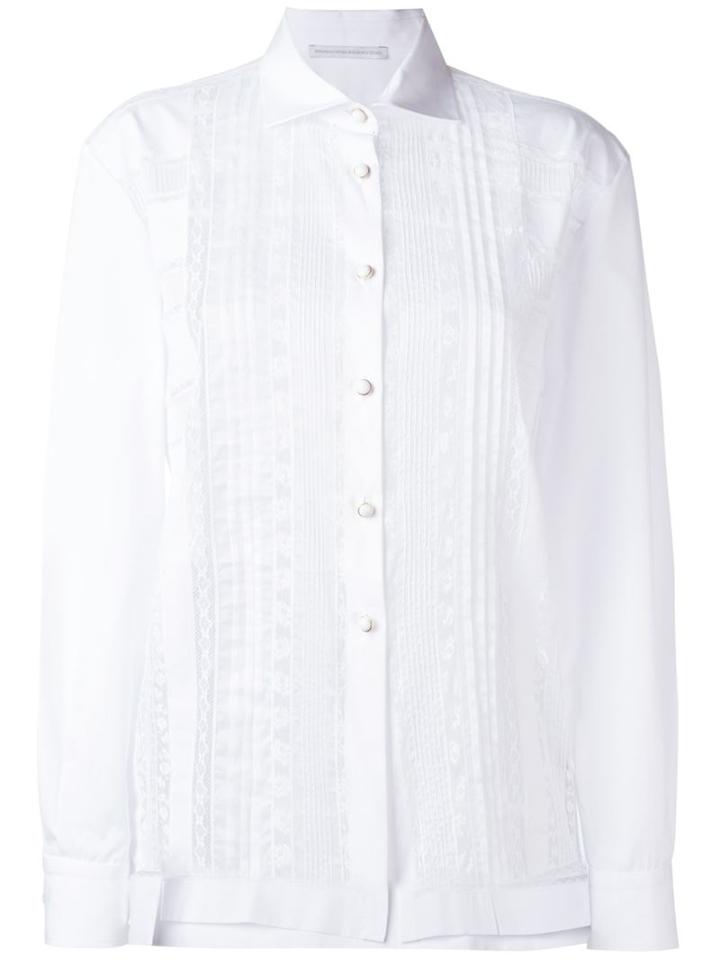 Ermanno Scervino Lace Front Panel Shirt, Women's, Size: 42, White, Cotton
