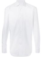 Canali Pinstriped Button Down Shirt, Men's, Size: 38, White, Cotton