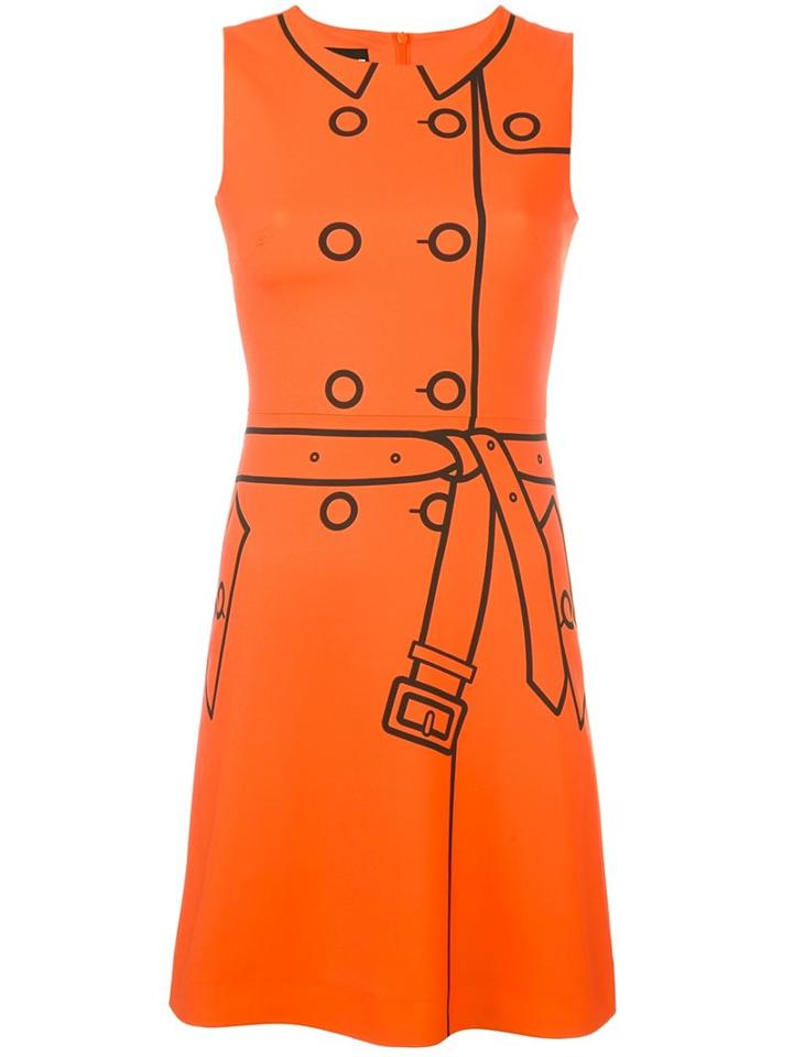 Boutique Moschino Trompe-l'oeil Dress, Women's, Size: 36, Yellow/orange, Polyester/other Fibers
