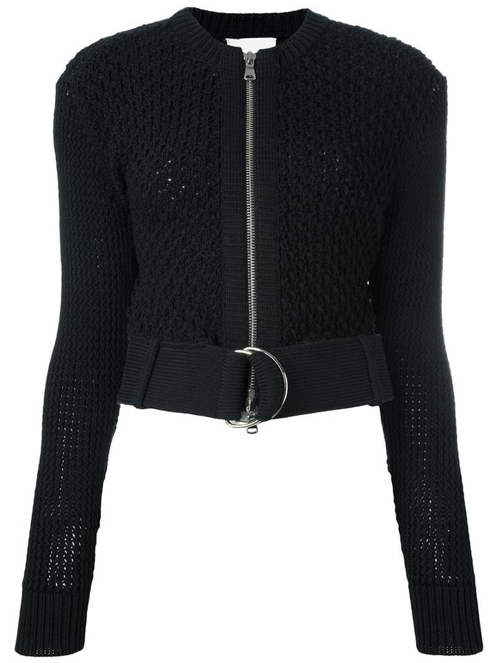 3.1 Phillip Lim Belted Crochet Jacket, Women's, Size: Small, Black, Cotton/polyamide