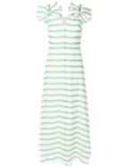 Delpozo Striped Flared Maxi Dress - White