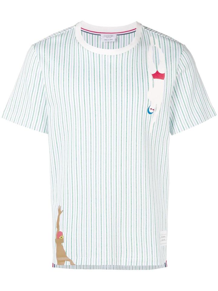 Thom Browne Swimmer Print Striped T-shirt - White