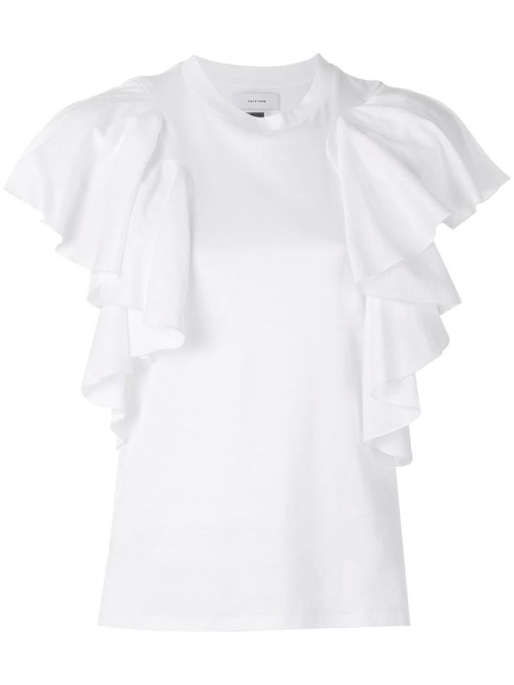 Facetasm - Ruffle Sleeve T-shirt - Women - Cotton - Xs, Women's, White, Cotton