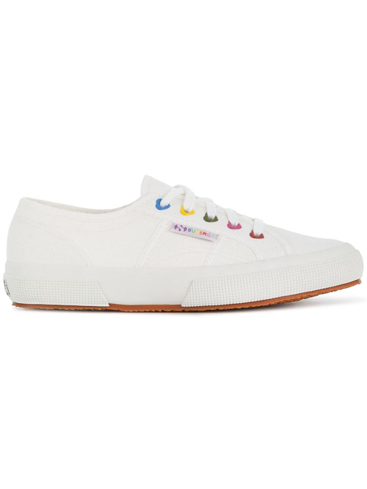 Superga Low Top Coloured Eyelets Sneakers - White