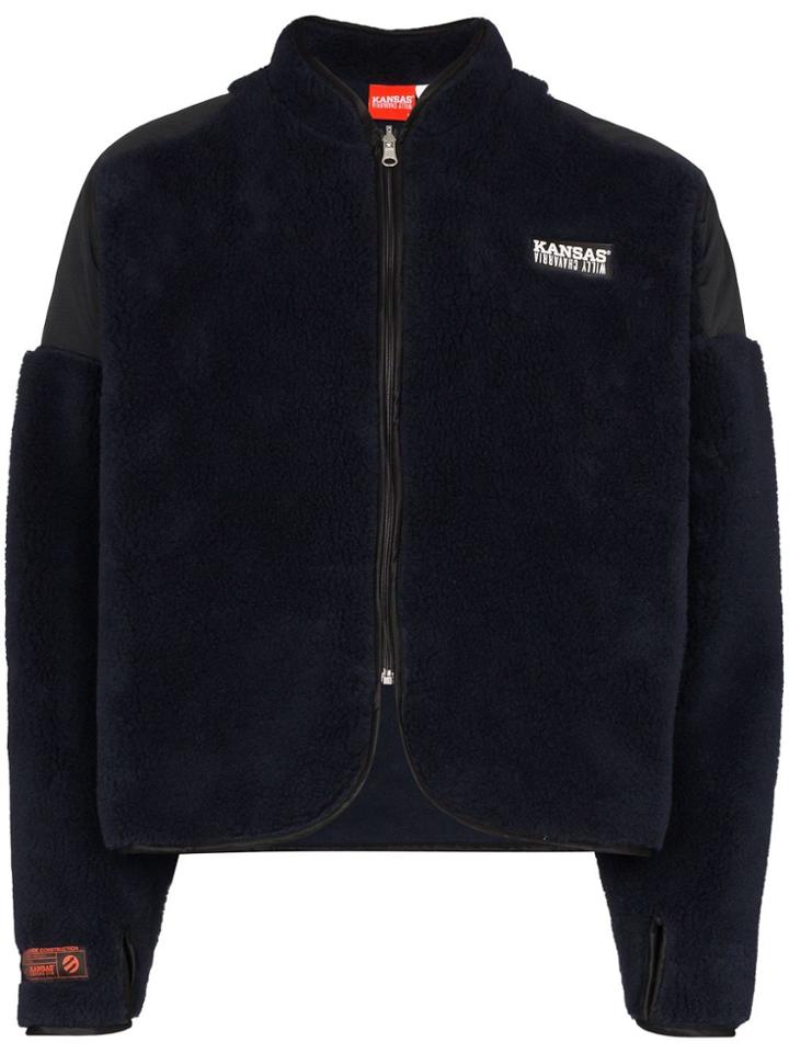 Willy Chavarria Sherpa Cropped Zipped Jacket - Blue