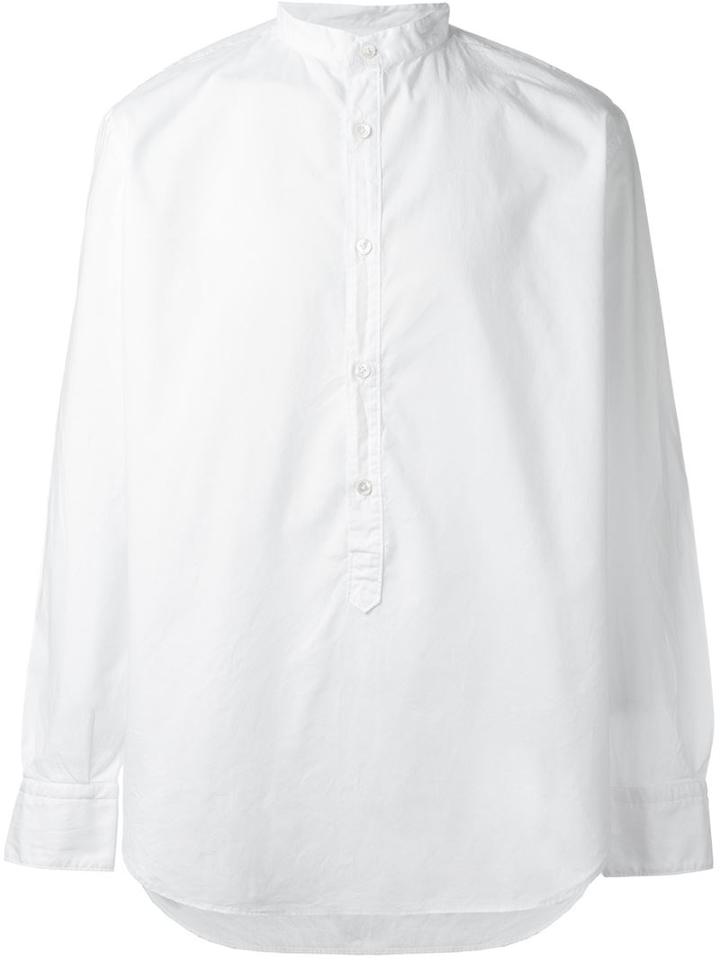 Eleventy Mandarin Collar Shirt, Men's, Size: 40, White, Cotton