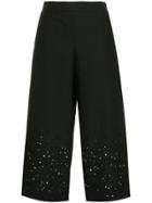 Tomorrowland Eyelet Detail Cropped Trousers - Black