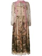 Alberta Ferretti Floral Print Maxi Dress, Women's, Size: 42, Pink/purple, Rayon/nylon/silk