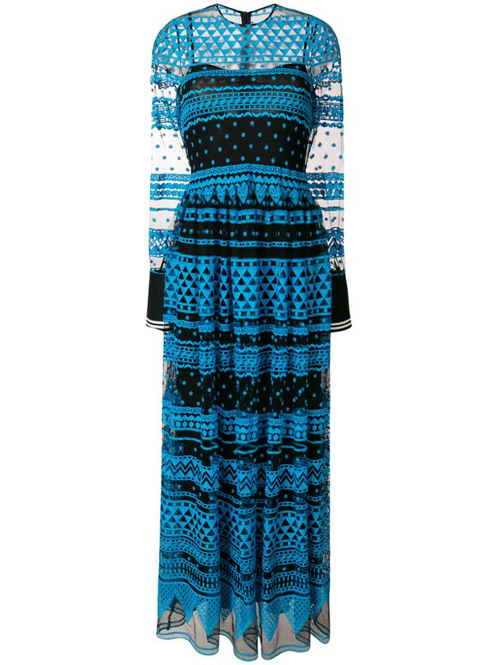 Philosophy Di Lorenzo Serafini Layered Sheer Long Dress - Blue