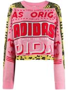 Adidas Logo Intarsia Cropped Jumper - Pink