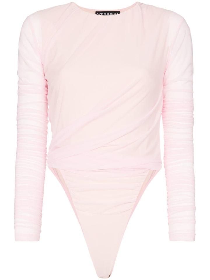 Y / Project Cut Out Hip Long Sleeved Bodysuit - Pink