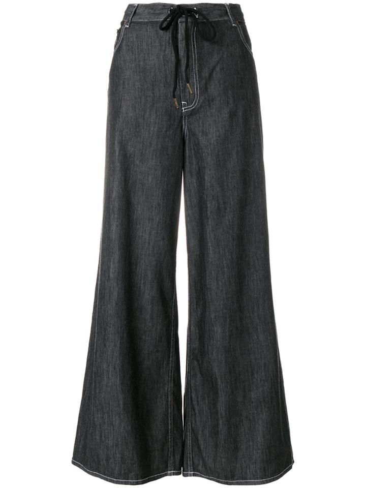 Mm6 Maison Margiela Five Pocket Palazzo Trousers - Black