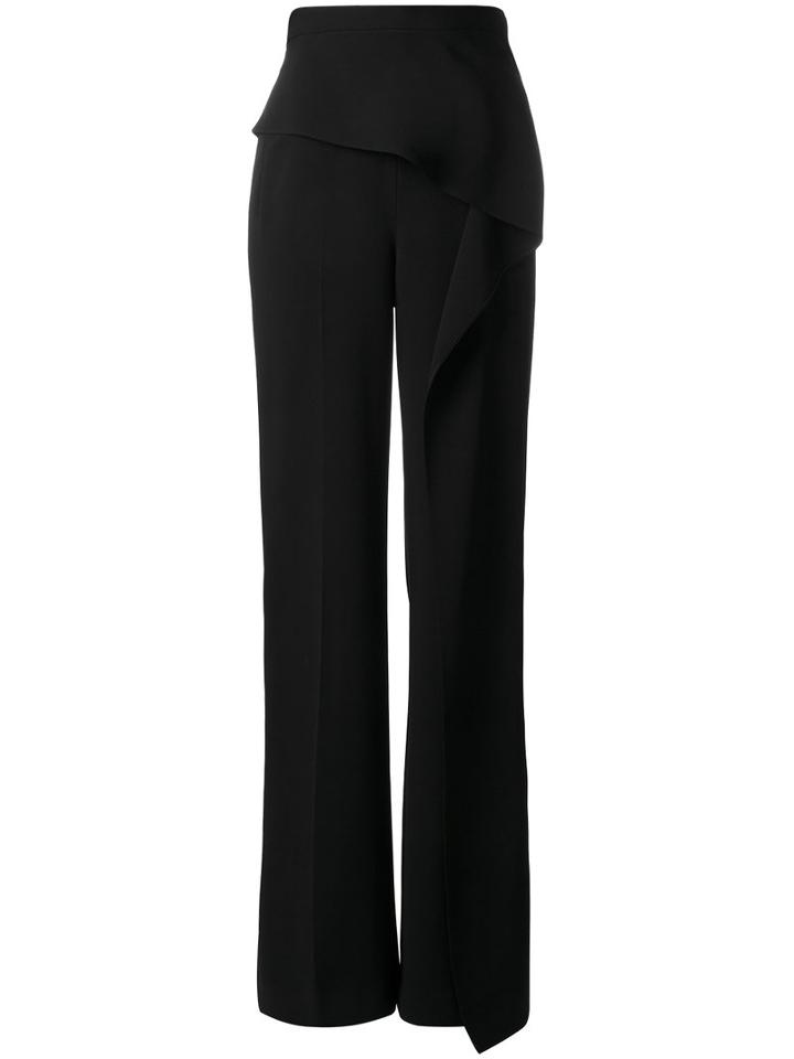 Roland Mouret - Caldwell Ruffle Wide-leg Trousers - Women - Spandex/elastane/acetate/viscose - 12, Black, Spandex/elastane/acetate/viscose