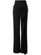 Roland Mouret - Caldwell Ruffle Wide-leg Trousers - Women - Spandex/elastane/acetate/viscose - 12, Black, Spandex/elastane/acetate/viscose
