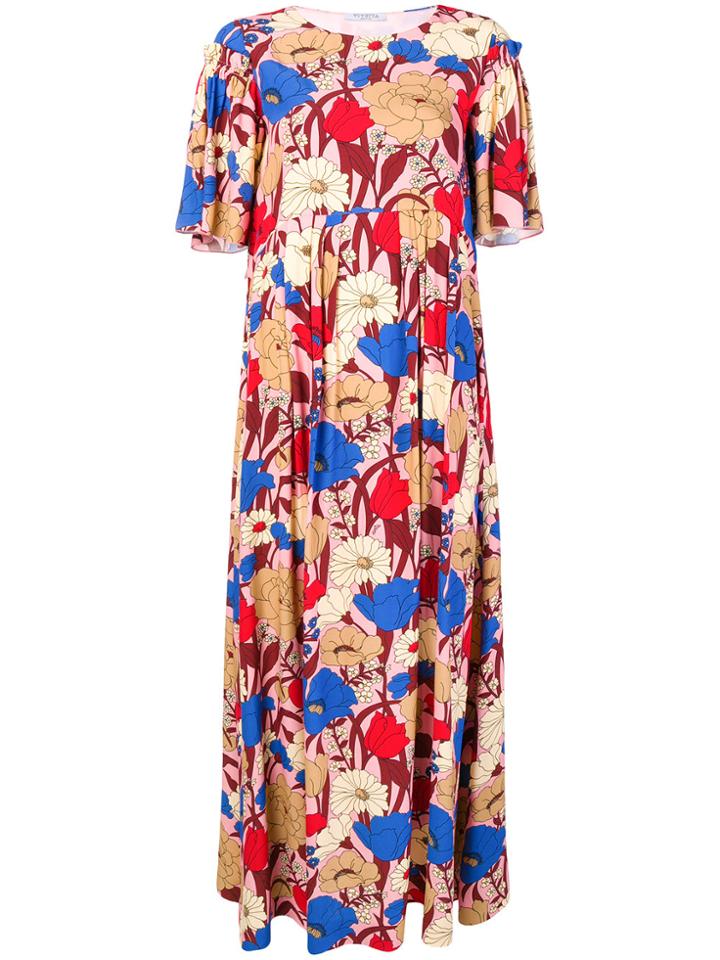 Vivetta Floral Print Long Dress - Pink & Purple