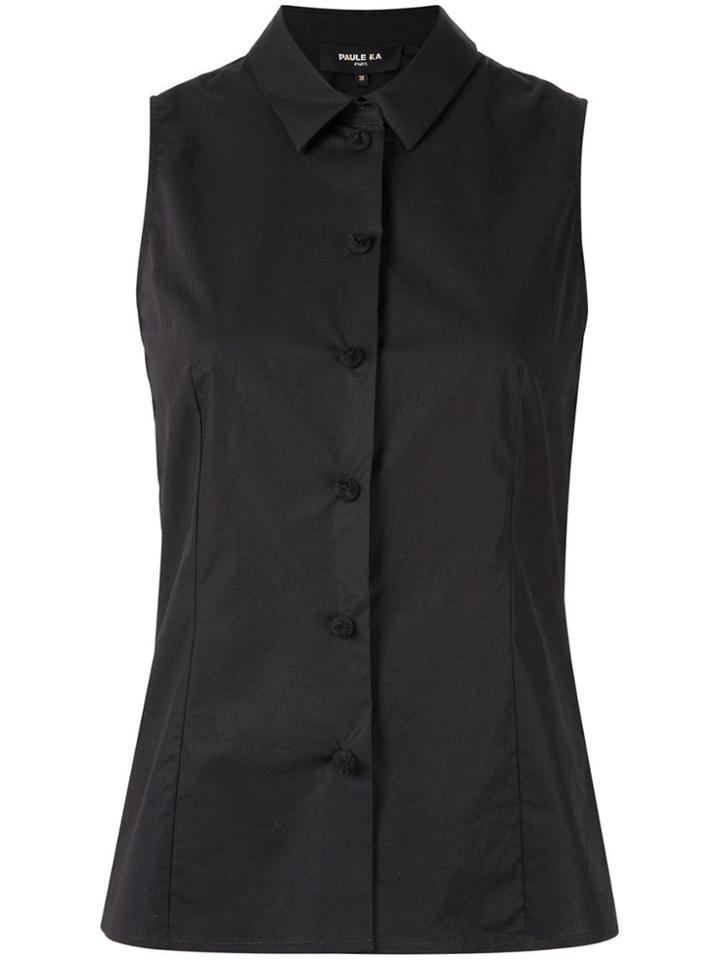 Paule Ka Sleeveless Fitted Blouse - Black
