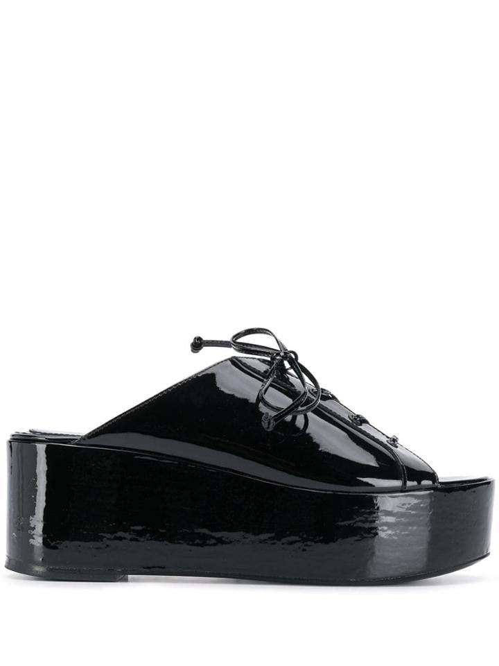 Maison Ernest Platform Lace-up Mules - Black