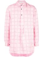 Jw Anderson Bubblegum Logo Grid Tunic Linen Shirt - Pink