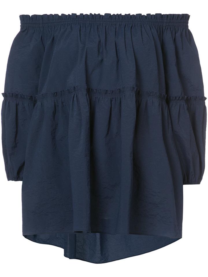 Kuho Off-shoulder Ruffle Blouse - Blue