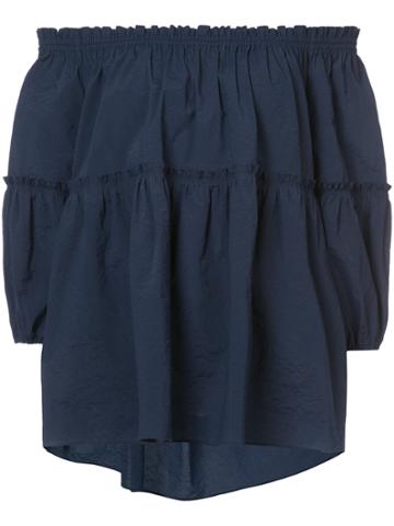 Kuho Off-shoulder Ruffle Blouse - Blue